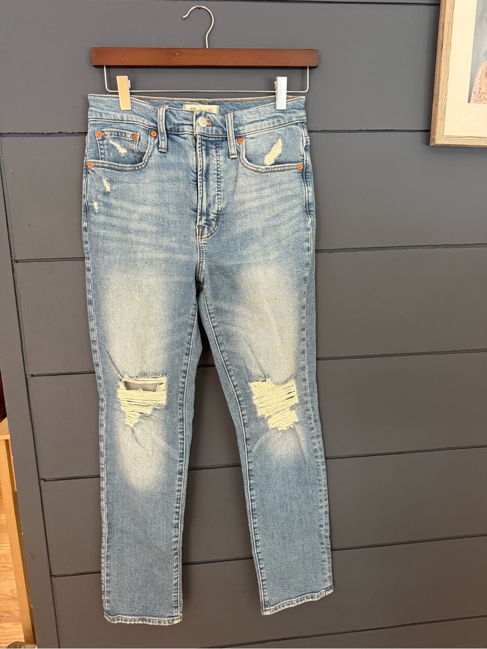 Madewell The Perfect Vintage Jean medium wash light distress size 26